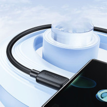 Дата кабель USAMS US-SJ689 Striped KY Ser. USB to Lightning 2.4A (1m) – Чорний