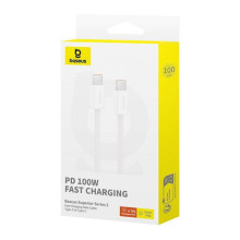 Дата кабель Baseus Superior 2 Fast Charging Type-C to Type-C 100W (1m) (P10365200211-03) – Білий