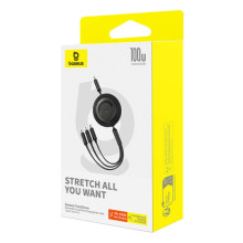 Дата кабель Baseus Free2Draw Retractable Crystal Fast Charging Type-C to 3in1 100W (1.1m) (P1036800) – Чорний