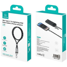 Дата кабель-шнурок Usams US-SJ746 Type-C to Lightning 30W (1.2m) – Чорний