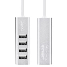 Переходник HUB Hoco HB1 USB to USB 2.0 (4 port) (1m) – Серебряный