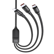 Дата кабель Hoco U104 Ultra 6A 3in1 Lightning-MicroUSB-Type-C (1.2m) – Черный