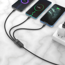 Дата кабель Hoco U104 Ultra 6A 3in1 Lightning-MicroUSB-Type-C (1.2m) – Черный