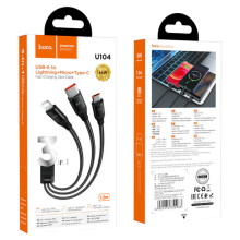 Дата кабель Hoco U104 Ultra 6A 3in1 Lightning-MicroUSB-Type-C (1.2m) – Черный