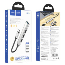 Переходник Hoco HB26 4in1 (Type-C to USB3.0+USB2.0*3) – Серебряный