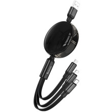 Дата кабель Hoco X78 Easy pull storage 3in1 (1m) – Черный