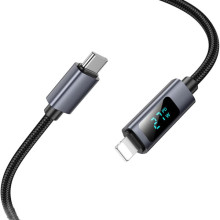 Дата кабель Hoco X112 Favor with display Type-C to Lightning 27W (1m) – Черный