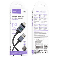 Дата кабель Hoco X118 Generous with display USB to Lightning 2.4A (1m) – Чорний