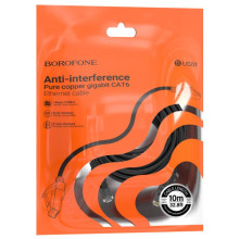 Кабель (патч-корд) Borofone BUS01 Category 6 Gigabit (10m) – Черный