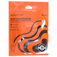 Кабель (патч-корд) Borofone BUS01 Category 6 Gigabit (3m) – Черный