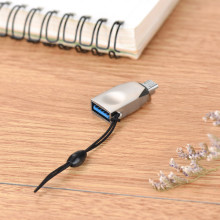 Переходник Hoco UA10 OTG USB to MicroUSB – Стальной