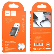 Переходник Hoco UA17 USB Male to Type-C Female USB2.0 – Черный