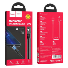 Дата кабель Hoco U76 "Fresh magnetic" Lightning (1.2m) – Чорний