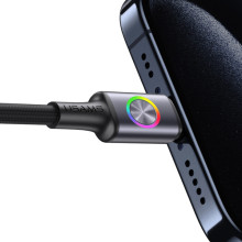 Дата кабель Usams US-SJ753 With Colorful Light Huan Ser. Type-C to Lightning 30W (1.2m) – Чорний