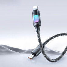 Дата кабель Usams US-SJ749 With Colorful Light TC Ser. Type-C to Lightning 30W (1.2m) – Чорний
