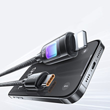 Дата кабель Usams US-SJ749 With Colorful Light TC Ser. Type-C to Lightning 30W (1.2m) – Чорний