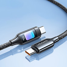 Дата кабель Usams US-SJ750 With Colorful Light TC Ser. Type-C to Type-C 100W (1.2m) – Чорний