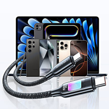 Дата кабель Usams US-SJ750 With Colorful Light TC Ser. Type-C to Type-C 100W (1.2m) – Чорний