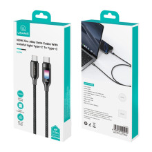 Дата кабель Usams US-SJ750 With Colorful Light TC Ser. Type-C to Type-C 100W (1.2m) – Чорний