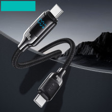 Дата кабель Usams US-SJ742 Digital Display HX Ser. Type-C to Type-C 100W (1.2m) – Черный