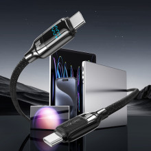 Дата кабель Usams US-SJ742 Digital Display HX Ser. Type-C to Type-C 100W (1.2m) – Черный