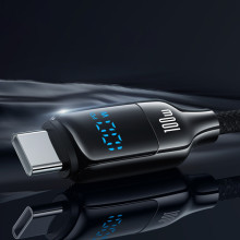 Дата кабель Usams US-SJ742 Digital Display HX Ser. Type-C to Type-C 100W (1.2m) – Черный