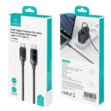 Дата кабель Usams US-SJ742 Digital Display HX Ser. Type-C to Type-C 100W (1.2m) – Черный