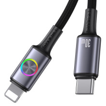 Дата кабель Usams US-SJ753 With Colorful Light Huan Ser. Type-C to Lightning 30W (1.2m) – Чорний