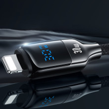 Дата кабель Usams US-SJ741 Digital Display HX Ser. Type-C to Lightning 30W (1.2m) – Чорний