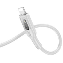 Дата кабель Hoco U120 Transparent explore intelligent power-off PD 27W Type-C to Lightning (1.2m) – Серый