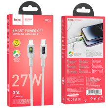 Дата кабель Hoco U120 Transparent explore intelligent power-off PD 27W Type-C to Lightning (1.2m) – Серый