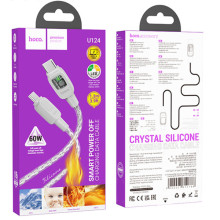 Дата кабель Hoco U124 Stone silicone power-off 60W Type-C to Type-C (1.2m) – Сірий