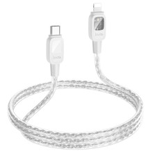 Дата кабель Hoco U124 Stone silicone power-off Type-C to Lightning (1.2m) – Сірий