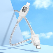 Дата кабель Hoco U124 Stone silicone power-off Type-C to Lightning (1.2m) – Сірий