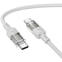 Дата кабель Hoco U129 Spirit Transparent Type-C to Type-C 60W (1.2m) – Сірий