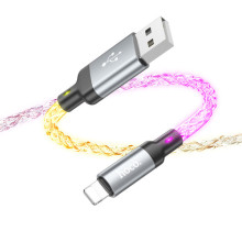 Дата кабель Hoco U112 Shine 2.4A USB to Lightning (1m) – Серый