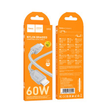 Дата кабель Hoco X113 Beneficio Type-C to Type-C 60W (1m) – Сірий