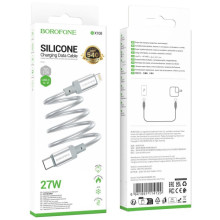 Дата кабель Borofone BX108 Start silicone Type-C to Lightning 27W (1m) – Сірий