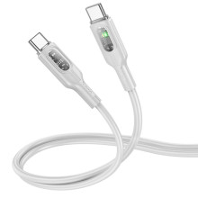 Дата кабель Hoco U120 Transparent explore intelligent power-off PD 60W Type-C to Type-C (1.2m) – Серый