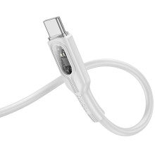 Дата кабель Hoco U120 Transparent explore intelligent power-off PD 60W Type-C to Type-C (1.2m) – Серый