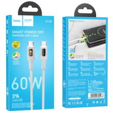 Дата кабель Hoco U120 Transparent explore intelligent power-off PD 60W Type-C to Type-C (1.2m) – Серый