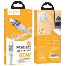 Дата кабель Hoco U129 Spirit Transparent Type-C to Type-C 60W (1.2m) – Серый