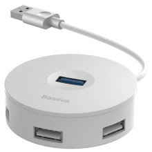 Перехідник HUB Baseus Round Box USB to USB 3.0 + 3USB 2.0 (CAHUB-F) – Білий