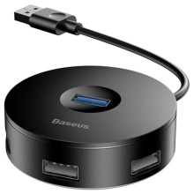 Перехідник HUB Baseus Round Box USB to USB 3.0 + 3USB 2.0 (CAHUB-F) – Чорний