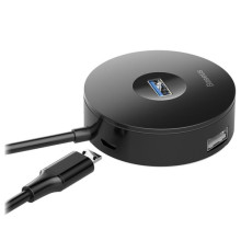 Перехідник HUB Baseus Round Box USB to USB 3.0 + 3USB 2.0 (CAHUB-F) – Чорний