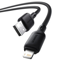 Дата кабель Baseus Silky Series OS Fast Charging USB to Lightning 2.4A (1m) (P1037770) – Чорний