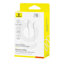 Дата кабель Baseus Silky Series OS Fast Charging USB to Lightning 2.4A (1m) (P1037770) – Білий