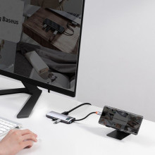 Переходник HUB Baseus Metal Gleam Series Starjoy 7-in-1 Multifunctional (WKWG020113) – Серый