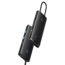 Переходник HUB Baseus Lite Series 6in1 (Type-C to HDMI + 2xUSB 3.0 + PD+SD/TF) (WKQX05) – Черный