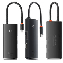 Перехідник HUB Baseus Lite Series 6in1 (Type-C to HDMI+2xUSB3.0+Type-C Data+SD/TF) (WKQX050001) – Чорний